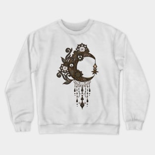 Elegant steampunk moon with gears Crewneck Sweatshirt